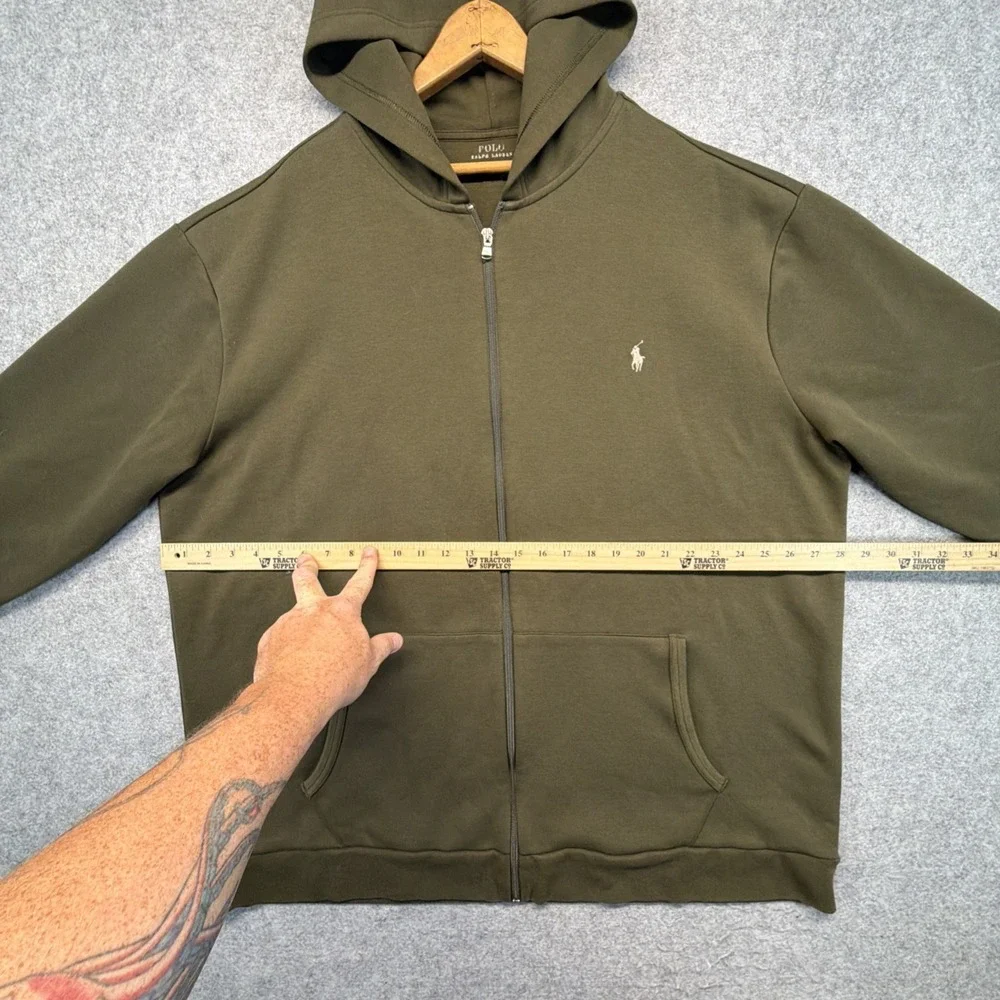 Polo Ralph Lauren Performance Full-Zip Hoodie Sweatshirt Jacket Olive (2XL Tall)